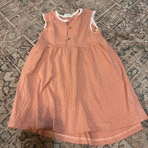 Polka Dot Sleeveless Kids Dress - Pink